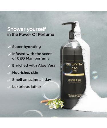 RUVYAA Bella Vita Luxury CEO MAN Body Wash Refreshing Shower Gel for Deep Cleansing Hydrating & Moisturising Skin with Aloe Vera and Charcoal Powder 500 ML - Buy Online on GoSupps.com