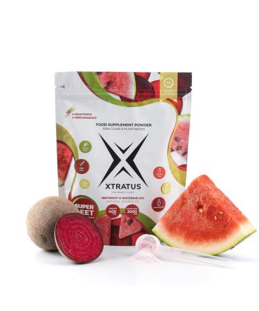 Super Beet - Pre Training Supplement with Nitrate (Beetroot) and Citrulline (Watermelon). Vegan 100% Natural Low carb. Nitric Oxide. 20 portions. 10.58 Oz.