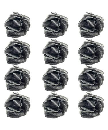 Loofah Lord 12 Bamboo Charcoal Black Bath or Shower Sponge Loofahs Pouf Mesh Wholesale Bulk Lot Black 12.0
