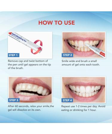 Teeth Whitening Pen (2 Pcs) - Stain Remover for 20+ Uses - Effective, Painless, No Sensitivity - Travel-Friendly - Beautiful White Smile - Red, 2 Count - Buy Online on GoSupps.com