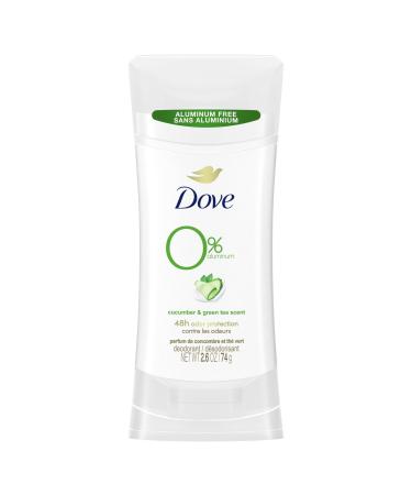 Dove 0% Aluminum Deodorant Stick Non irritating for Underarm Care Cucumber and Green Tea 2.6 Oz Cucumber Green Tea 2.6 Ounce (Pack of 1)