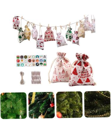 OSOLADY 1 Set Christmas Bag Advent Bags Candy Pockets with Clips Christmas Advent Calendar Bags Linen - Buy Online on GoSupps.com