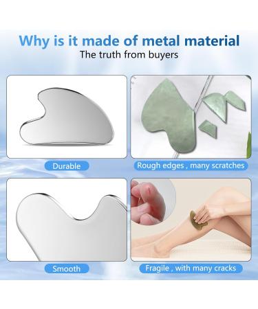 Buy Stainless Steel Gua Sha Facial Tool - Metal Guasha for Skin Tightening & Jawline Sculpting | Reduce Puffiness & Enjoy Relaxing Manual Massage - Buy Online on GoSupps.com