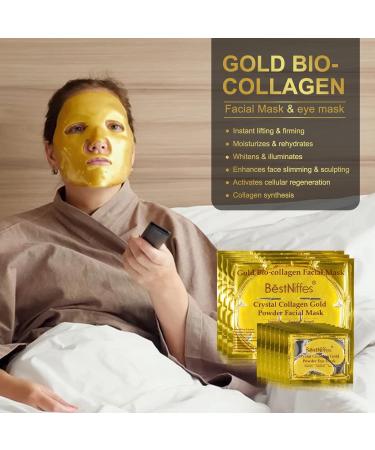 24K Gold Organic Collagen Crystal Face Masks - Anti-Aging Dark Circle Reducer & Skin Moisturizer | Buy 15 Pairs + 3 Bonus Face Masks - Buy Online on GoSupps.com