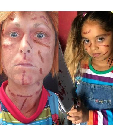 3D Halloween Face Temporary Tattoos - Realistic Fake Blood Wound, Zombie Makeup Prank Prop - Waterproof Body Scar Stitch Tattoo Sticker - Buy Online on GoSupps.com