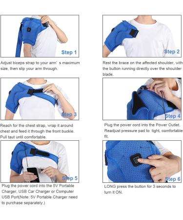 Heated Shoulder Support Brace Adjustable Heating Pad Wrap Four Point Compression Heating Shoulder Pad Wrap USB Electric Plug for Left Right Shoulder - Buy Online on GoSupps.com