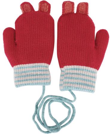 Kids Toddlers Knitted Gloves Mittens | Fleece Lined | Cartoon Design | Xmas Gift | Red - Buy Online on GoSupps.com