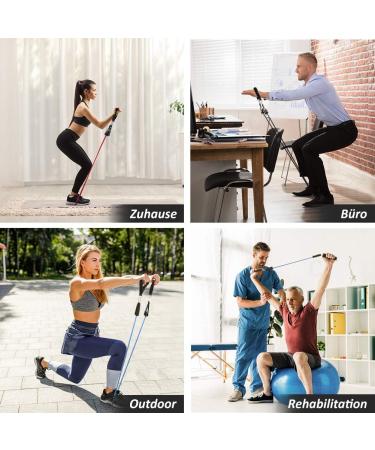 Glymnis Resistance Band Set - 11 PCs Fitness Bands with Handles Door Anchors & Straps for Strength Training & Physiotherapy - Up to 100lbs - Buy Online on GoSupps.com