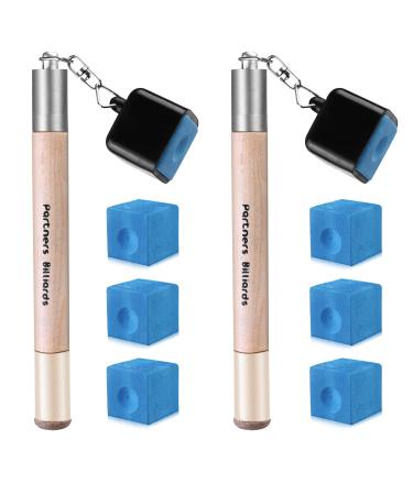 GOTIDA Pool Chalk Holder for Billiards: 2Pack 2 in 1 Cue Chalk Holder Chalk Box Pool Stick Pocket with 6Pcs Pool Chalk Cubes Pool Stick Chalk Holder for Hit Balls Accurate