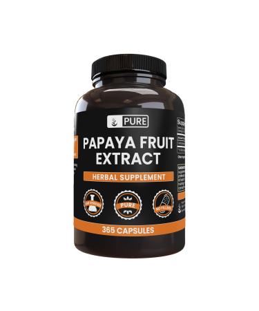 PURE ORIGINAL INGREDIENTS Papaya Extract (365 Capsules) No Magnesium Or Rice Fillers Always Pure Lab Verified 365 Count (Pack of 1)