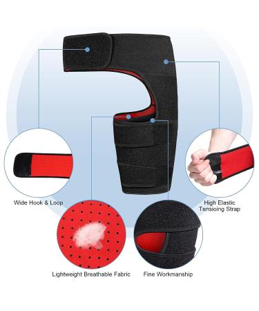 Adjustable Hip Support Neoprene Brace | Groin Wrap for Pulled Muscles | Thigh Compression Sleeve with Hip Strap | Sciatica Support for Men & Women | Non-Slip Design - Buy Online on GoSupps.com