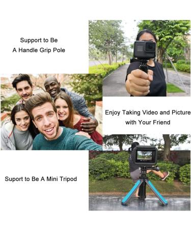Taisioner Mini Pocket Selfie Stick Tripod for GoPro, AKASO, Insta360, DJI, Osmo Action Camera & Smartphone - Compact 3-in-1 Grip Pole for Kids & Adults (Black) - Buy Online on GoSupps.com