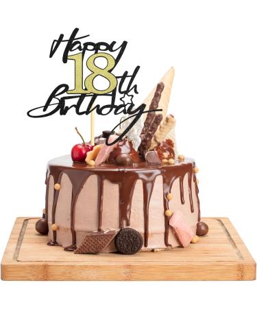 Sotpot 1 Pack 18th Cake Topper Black&Gold Glitter 18th Birthday Cake Decorations Happy 18th Cake Toppers for Boys Girls Birthday Themed Party Supplies 18th birthday cake topper - Buy Online on GoSupps.com