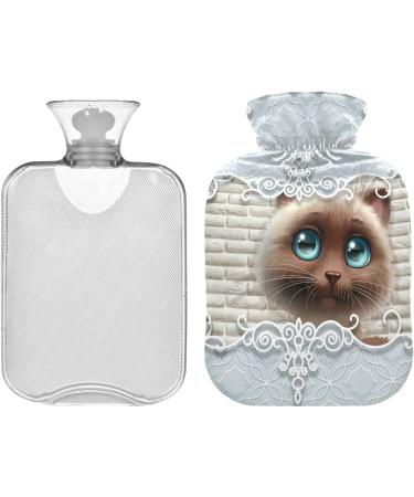 Naanle Cute 3D Cat Hot Water Bottle - 1L Transparent Heat Bottle for Back Pain Relief & Neck Therapy | Hand & Foot Warmer - Buy Online on GoSupps.com