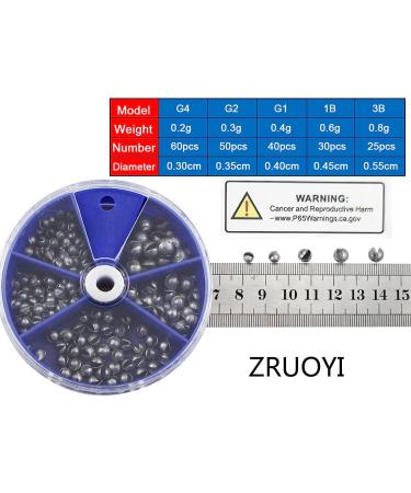 205Pcs Split Shot Fishing Weights Sinkers Assortment | 5 Sizes 0.2/0.3/0.4/0.6/0.8g Round Line Sinker Set - Buy Online on GoSupps.com