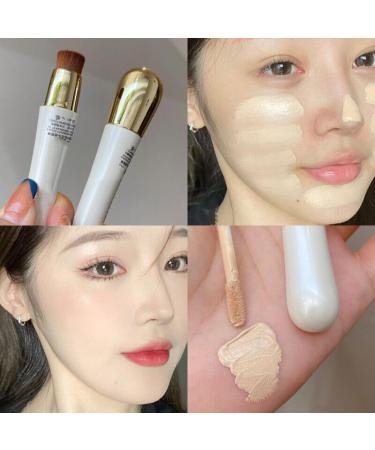 2 in 1 Anti-Wrinkle Foundation Matte Liquid Concealer with Built-in Brush Long-Lasting Waterproof Concealer Makeup for Face for Coverage (03# One Size) - Buy Online on GoSupps.com