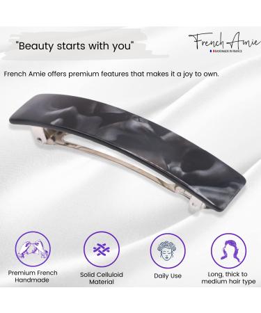 French Amie Handmade 3.5 Celluloid Hair Barrette Clip - Black Finish | Women's Hair Accessories | Made in France - Buy Online on GoSupps.com
