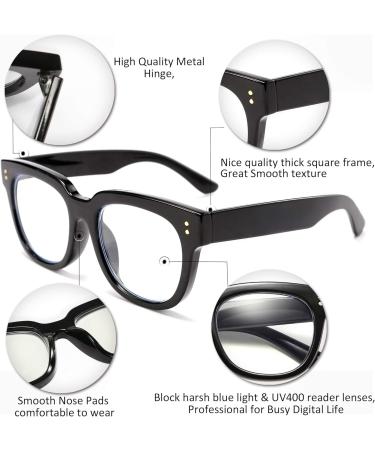 FEISEDY Retro Square Blue Light Blocking Reading Glasses - Thick Frame Anti Glare Digital Eyestrain Reader B2523 Black 1.75x - International Shipping Available - Buy Online on GoSupps.com