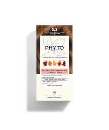 PHYTO Phytocolor Permanent Hair Color with Botanical Pigments  100% Grey Hair Coverage  Ammonia-free  PPD-free  Resorcin-free  0.42 oz 5.3 Light Golden Brown 0.42 Ounce (Pack of 1)