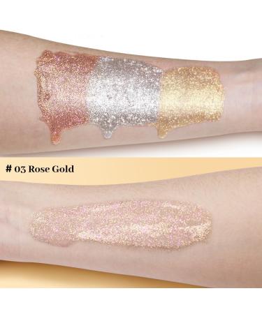 UCANBE Rose Gold Face & Body Glitter Liquid Highlighter - Illuminating Dewy Drops with Brush 50ml Luminizer & Skin Shimmer Oil - Buy Online on GoSupps.com