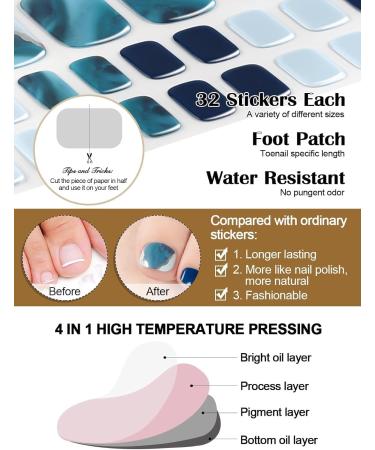 EBANKU 32 PCS Gel Nail Strips Gel Toeail Strips Full Wraps Adhesive Gel Toenail Stickers with Nail File and Stick(UV/LED Lamp Required)-2 # 2 - Buy Online on GoSupps.com