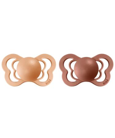 BIBS Couture Baby Pacifier 2-Pack | Made in Denmark | BPA Free Anatomical Nipple | Size 2 (6-18 Months) | Peach/Woodchuck - Buy Online on GoSupps.com