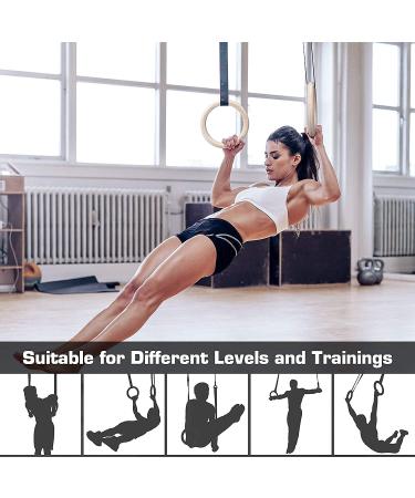 Mojco Wooden Gymnastic Rings with Adjustable Numbered Straps 15FT - Non-Slip 32 MM for Calisthenics & Pull Ups at Home or Outdoors - Buy Online on GoSupps.com