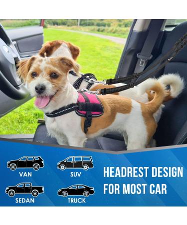 SlowTon Double Dog Seat Belt - Dual Pet Car Headrest Safety Restraint for 2 Medium/Large Dogs - No Tangle Leash Splitter - Adjustable Elastic Bungee - Black - Buy Online on GoSupps.com