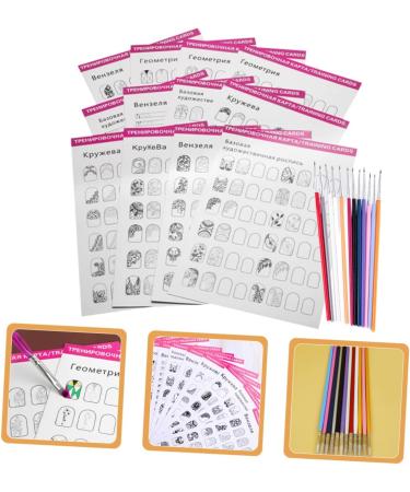 Housoutil 1 Set Manicure Exercise Book Nail Art Liner Nail Manicure Kit Nail Art Pen Nail Practice Liner Pen Nail Art Practice Kit Nail Kit Nail Detail Pen Training Card Wooden - Buy Online on GoSupps.com