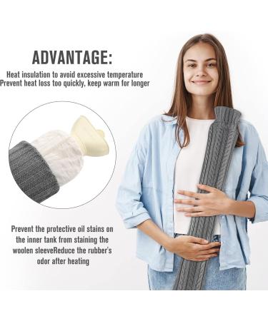 HomeWit 2L Hot Water Bottle with Knitting Covers & Funnel | Long Neck Heat Bottle - Dark Gray - Ideal for Pain Relief & Cozy Warmth - Buy Online on GoSupps.com