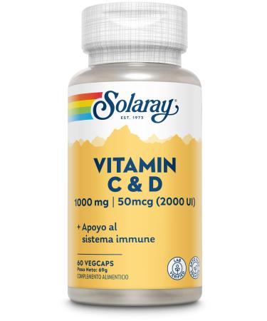 SOLARAY SOLARAY Vitamin C & D 1000 mg C & 50 mcg D suitable for vegetarians Vegcaps 200 g 60 units