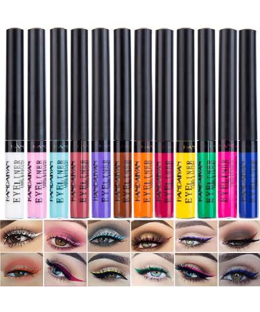 12 Colors Colorful Liquid Eyeliner Set Greatlizard Matte Waterproof Make Up Set Eyeliner Pen Rainbow High Precise LINER LONG LONG SMUDGE PROOF COLORFUL EYE LINER PENCIL FOR WOMEN