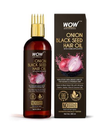 WoW Skin Science Onion Black Cum of Hair oil - with comb user |Controls the hair loss |No mineral oil silicones food oil & synthetic fragrance - 200 ml