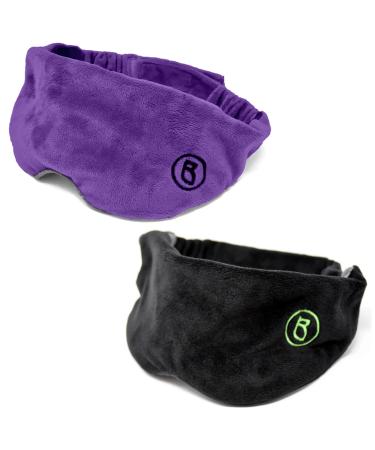 BARMY Weighted Sleep Masks (13oz Each) Purple and Black Bundle Weighted Eye Mask for Sleeping Eye Cover That Blocks Out Light to Help Relaxation and Sleep Comfortable Blackout Sleeping Mask
