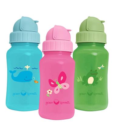 Green Sprouts Straw Bottle - 10oz | Silicone Straw for Healthy Development | Spill-Proof Flip-Cap | Dishwasher Safe - Pink - Buy Online on GoSupps.com