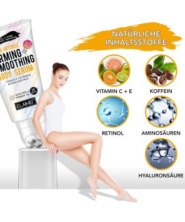 P-Beauty Burning Body Cream with Vitamin C E Retinol Hyaluronic Acid and Caffeine with Massage Applicator - Anti Cellulite Body Cream Moisturizing Body Serum and - Buy Online on GoSupps.com