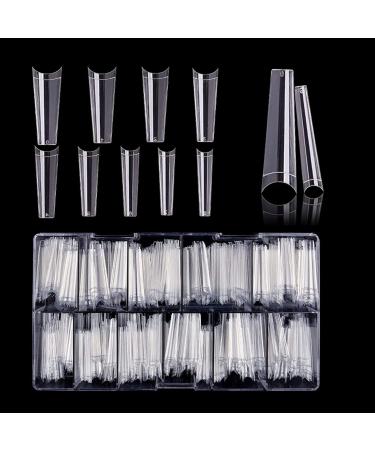 Kalolary 550Pcs XXL Long Coffin Nail Tips, Extra Long Clear Nail Tips Acrylic Fake Nails Half Cover French Ballerina Nail Tips with Box, for Nail Salons Home and DIY Nail Art - Buy Online on GoSupps.com