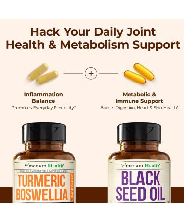 Boswellia Turmeric Curcumin Supplement + Black Seed Oil Bundle Joint Health Immune Support Antioxidants Digestion with Ginger Root Organic Turmeric Powder Cold Pressed Black Seed Oil Capsules - Buy Online on GoSupps.com