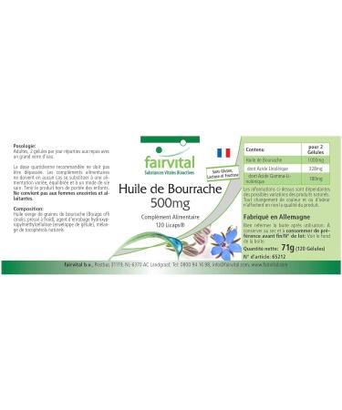Fairvital Borage Oil 500mg Vegan Licaps - High Dosage Omega-6 Supplement for Skin and Joint Health - 120 Capsules - Buy Online on GoSupps.com