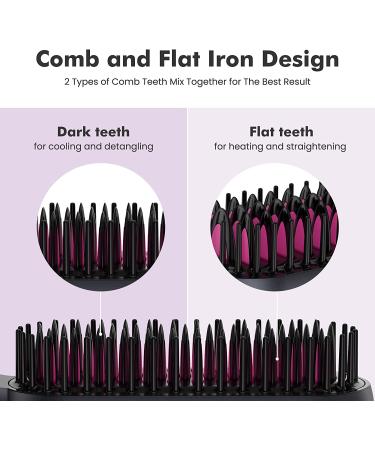 EasyinBeauty Ionic Hair Straightener Brush with 4 Adjustable Levels - Professional Fast-heating Straightening Brush for Smooth, Silky Hair - Ceramic Brush with LED - Buy Online on GoSupps.com