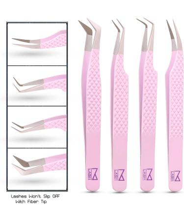 M LASH V5 Professional Eyelash Extension Tweezer Set - Nano Fiber Tip - Diamond Grip - Lilac - Buy Online on GoSupps.com