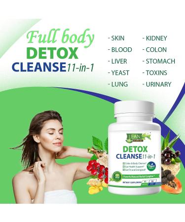Detox Cleanse 11-in-1 Vegan Body Cleaner with Psyllium Husk, Aloe & Ginger - 30 Day Toxin Rid Capsules for Gut Health Support - Buy Online on GoSupps.com