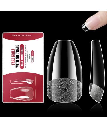 500 pieces nail tips wrong nails tips set full cover tips for gelails clear acrylic nails artificial fingernails 12 sizes for nail studios and DIY nail art (short coffin) 500PC short coffin