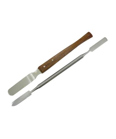 Set of 2 fine cement spatulas - plaster spatulas - gel spatulas - stainless steel spatulas and spatulas with wooden handles