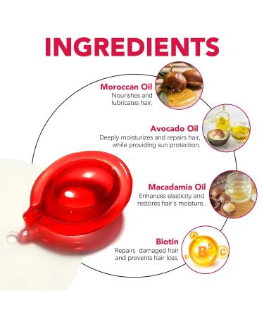 Hair Treatment Serum Capsules - 60 pcs | Hydrating Vitamin Serum for Women & Men with Argan Macadamia & Avocado Oils - No Rinse Smooths & Repairs Hair - Buy Online on GoSupps.com