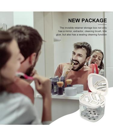 Mundschutzetui - Hierarchical Hollow Tedge-Aligner Case with Mirror Brush | Transparent Travel Utensils for Mouth Protection Night Protection & Oral Care | Zagaro White - Buy Online on GoSupps.com