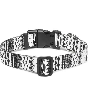 Adjustable Mercano Dog Collar - Soft Nylon Comfort & Stylish Pattern for Small to Medium Dogs & Puppies - Black & White Design - Buy Online on GoSupps.com