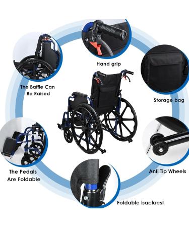 LIVINGbasics Light Weight Wheelchair with Flip Back Desk Arms Swing Away Footrests 18-Inch Seat Width Foldable Weight Capacity: 220lb (100kg) - Buy Online on GoSupps.com