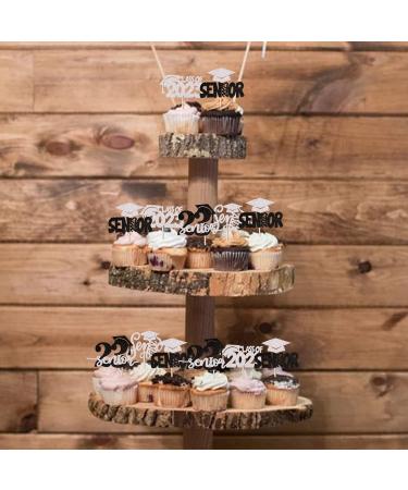 Pack of 24 2023 Graduation Cake Decorations Glitter Class of 2023 Cupcake Toppers Graduation Cake Decoration 2023 Senior Cupcake Picks Graduation Cake Decoration for Senior Graduation Party Silver Silver Black - Buy Online on GoSupps.com