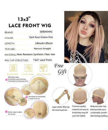 Buy Serenewewig 35.6 cm Short Bob Wig - Ombre-Rose Gold Synthetic Lace Front for Women | Pastel Pink Heating Adhesive | Perfect Bob Haircut - Buy Online on GoSupps.com
